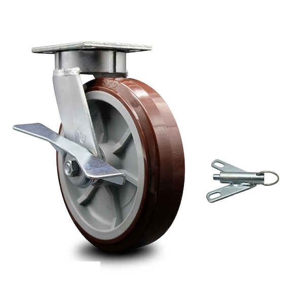 Service Caster 8 Inch Kingpinless Poly on Polyolefin Wheel Swivel Caster with Brake/Swivel Lock SCC-KP30S820-PPUR-SLB-BSL - main